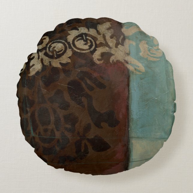 Abstract Damask Tapestry by Jennifer Goldberger Round Pillow (Front)