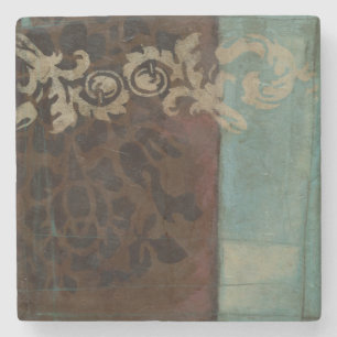 Abstract Damask Tapestry by Jennifer Goldberger Stone Coaster