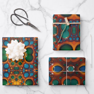 Abstract Dance of Oil on Water Wrapping Paper Sheet