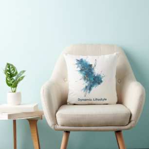 Abstract Dancer & Gold Ginkgo Blue Aesthetic Pillo Throw Pillow