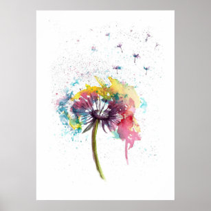 Abstract Dandelion watercolour Poster