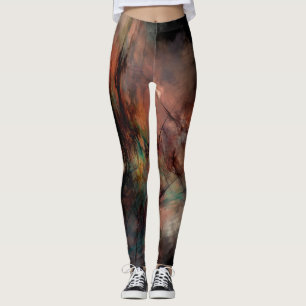 Abstract Dark Black And Blue Pattern Leggings