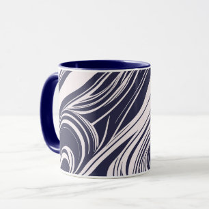 Abstract dark blue and grey liquid swirls design mug