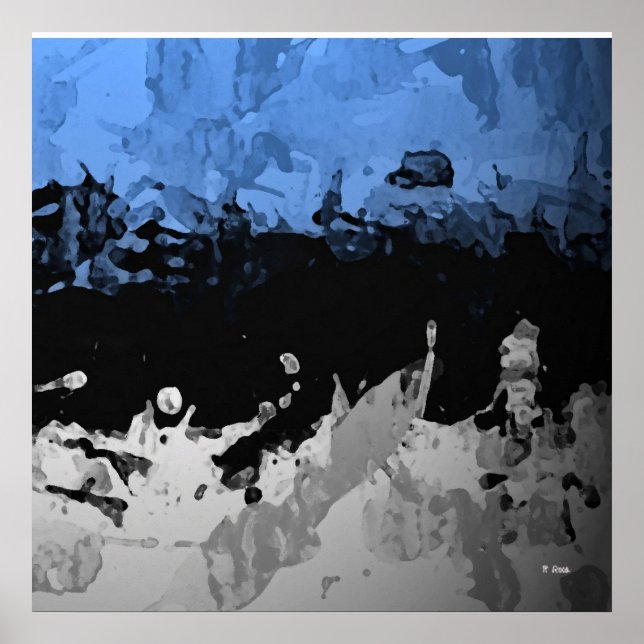 Abstract dark blue and grey póster poster (Front)