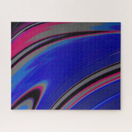 Abstract Dark Blue Grey Magenta Fractal Swirl Jigsaw Puzzle