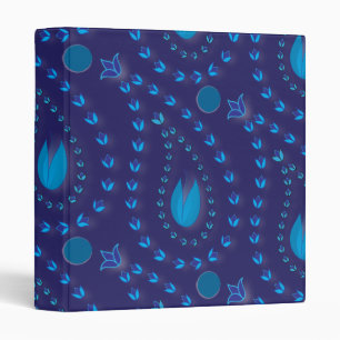 Abstract Dark Blue Paisley Tulip Floral pattern Binder