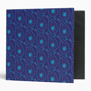 Abstract Dark Blue Paisley Tulip Floral pattern Binder