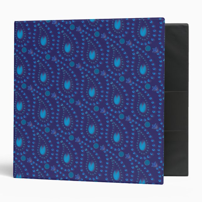 Abstract Dark Blue Paisley Tulip Floral pattern Binder (Front/Inside)