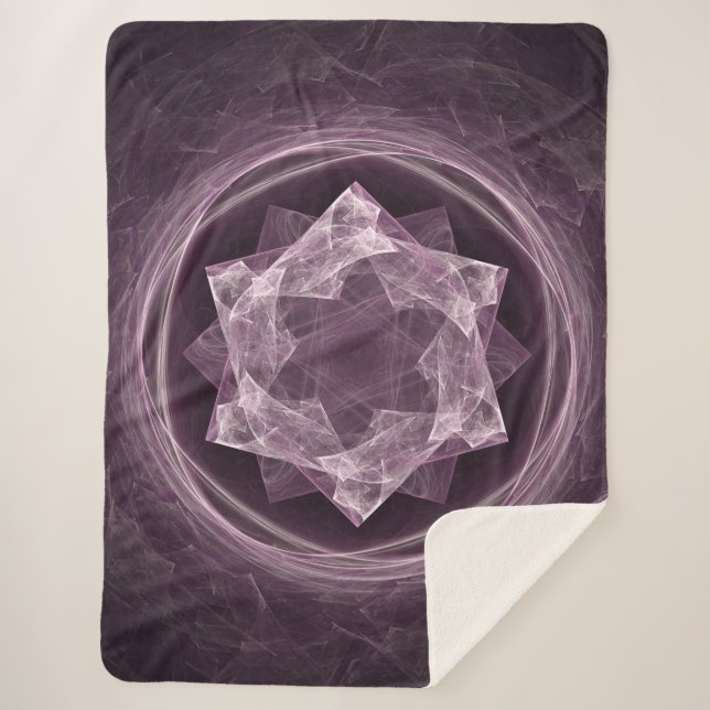 Abstract Dark Grayish Purple Fractal Sherpa Blanket (Front)