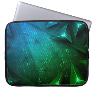 Abstract Dark Greenish Polygonal Shapes Texture Laptop Sleeve