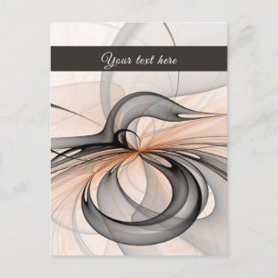 Abstract Dark Grey Sienna Modern Fractal Art Text Postcard