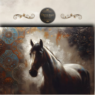 Abstract Dark Horse Portrait Decoupage Tissue Paper