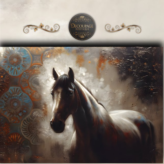 Abstract Dark Horse Portrait Decoupage Tissue Paper (Abstract Dark Horse Portrait Decoupage Tissue Paper)