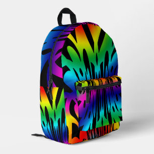 Abstract Dark Rainbow Pattern Printed Backpack