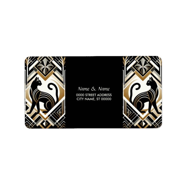 Abstract Decorative Cat Address Labe Label (Front)