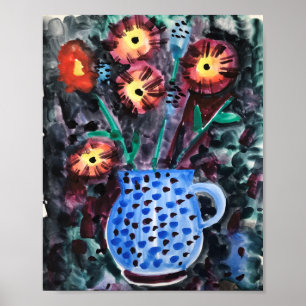 abstract decorative flowers in a vase poster
