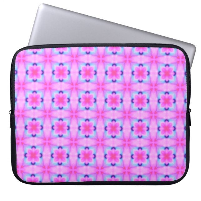 Abstract decorative geometric kaleidoscope texture laptop sleeve (Front)