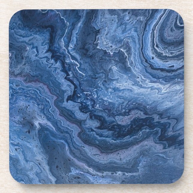 Abstract Deep Blue Marble Coaster (Front)