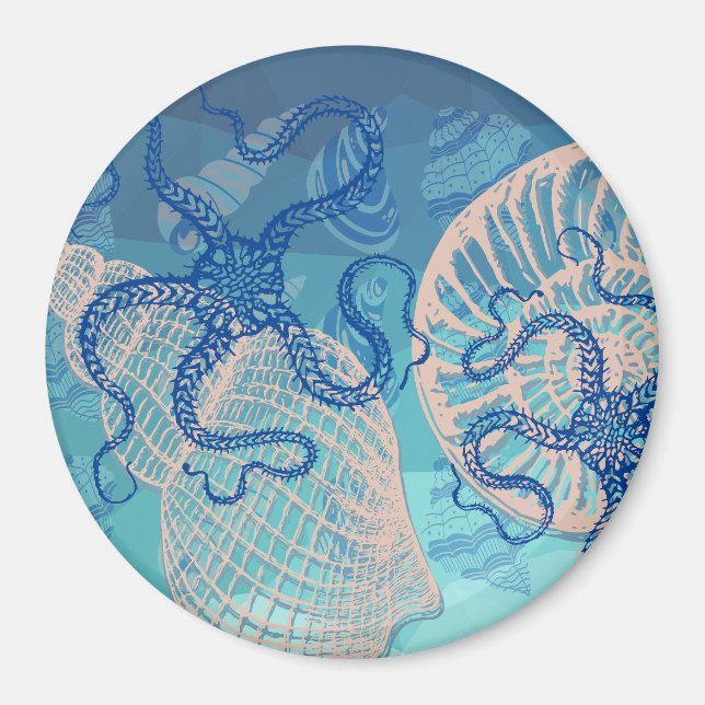Abstract Deep Blue Sea Print 3" Magnet (Front)