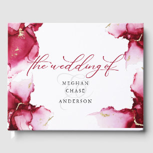 Abstract Deep Crimson Pink Red Geode Guest Book