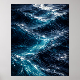 Abstract Deep Ocean Water Ripple Art Poster
