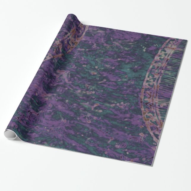 Abstract Deep Purple Batik Gift Wrap (Unrolled)