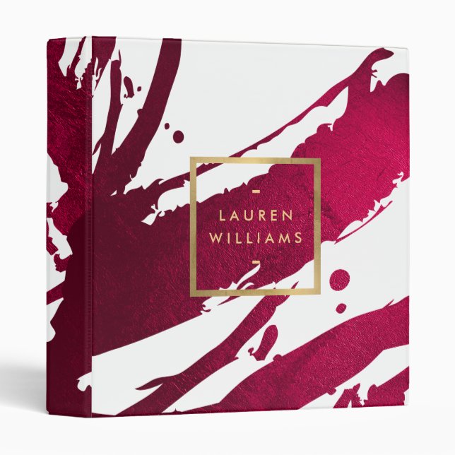 Abstract Deep Ruby Red Brushstrokes Binder (Front/Spine)