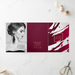 Abstract Deep Ruby Red Brushstrokes Brochure
