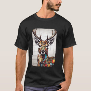 Abstract Deer Buck Design - Colourful Art for Mode T-Shirt