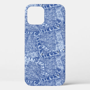 Abstract Denim Pockets Patchwork Seamless Pattern  iPhone 12 Case