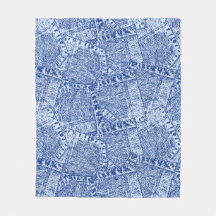 Abstract Denim Pockets Patchwork Seamless Pattern Fleece Blanket