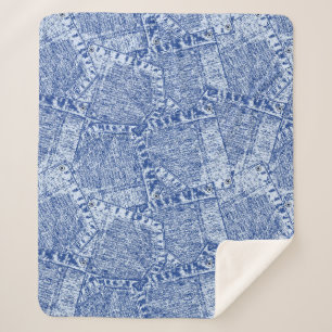 Abstract Denim Pockets Patchwork Seamless Pattern Sherpa Blanket
