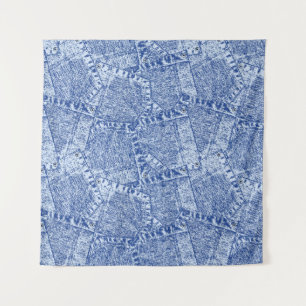 Abstract Denim Pockets Patchwork Seamless Pattern  Tapestry