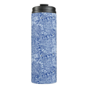 Abstract Denim Pockets Patchwork Seamless Pattern  Thermal Tumbler
