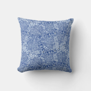 Abstract Denim Pockets Patchwork Seamless Pattern  Throw Pillow