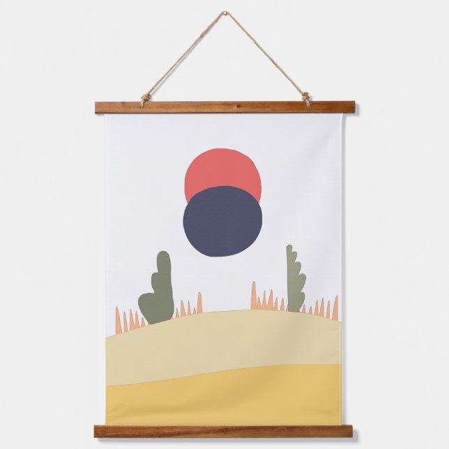 Abstract desert moonrise hanging tapestry (Front)