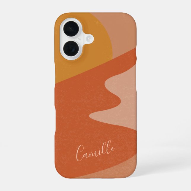 Abstract Desert Mountain Landscape Personalized iPhone 16 Case (Back)