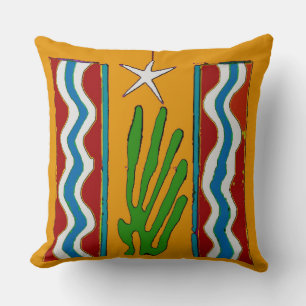 Abstract Desert Star Clock Face Throw Pillow