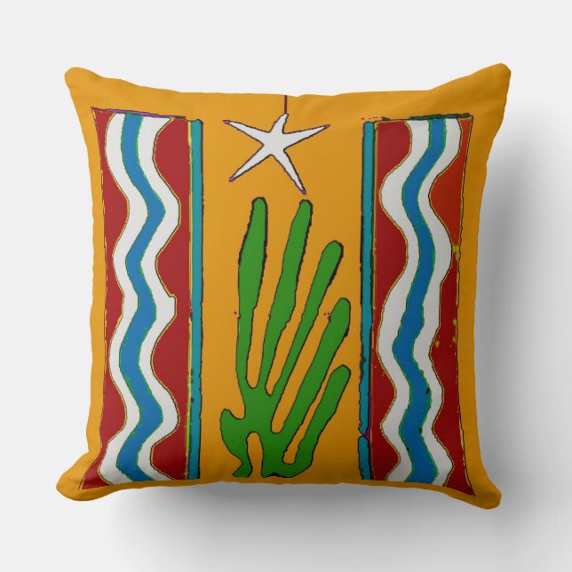 Abstract Desert Star Clock Face Throw Pillow (Front)