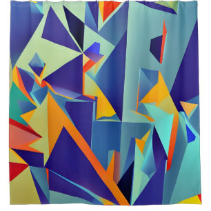 Abstract Design 290 Cubism Blue Orange