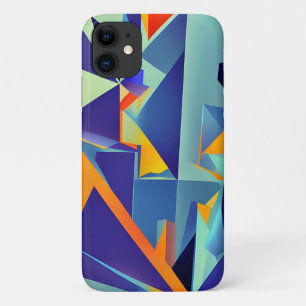 Abstract Design 290 Cubism Blue Orange iPhone 11 Case