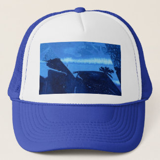 Abstract design blue lagoon deep sea textured trucker hat