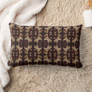 Abstract Design Browns Rust Beige Patterns Lumbar Pillow