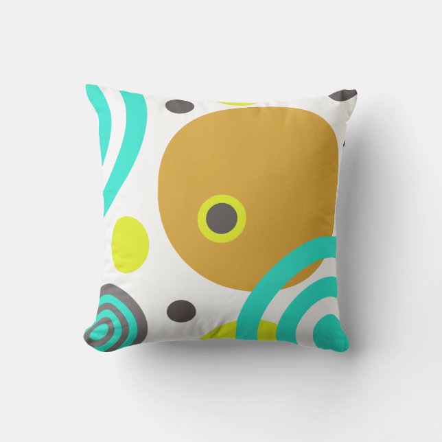 Abstract design circles and dots throw pillow (Front)