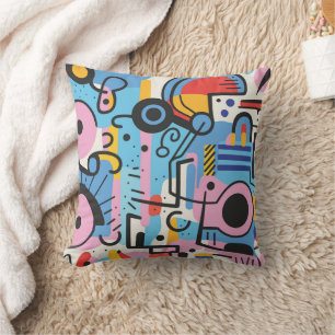 Abstract Design Colourful Geometric Shapes Lover Throw Pillow
