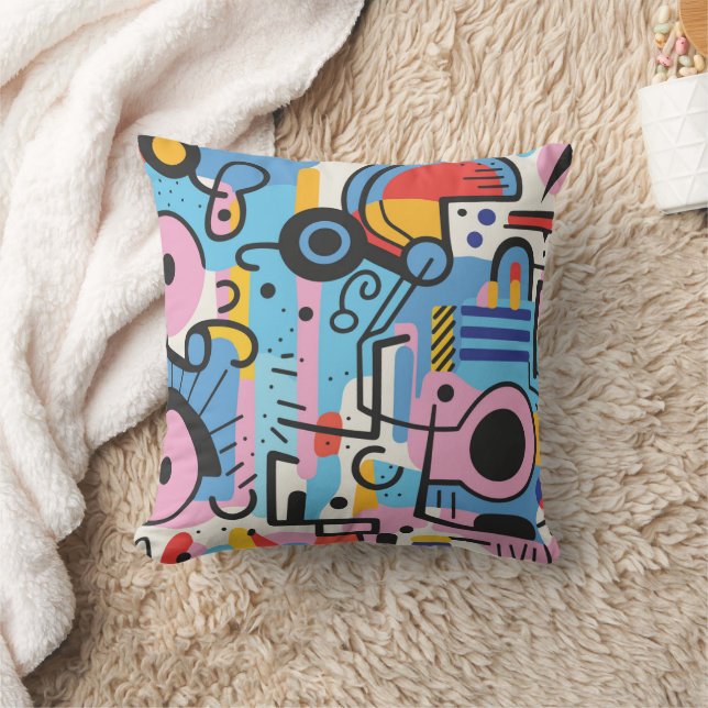 Abstract Design Colourful Geometric Shapes Lover Throw Pillow (Blanket)