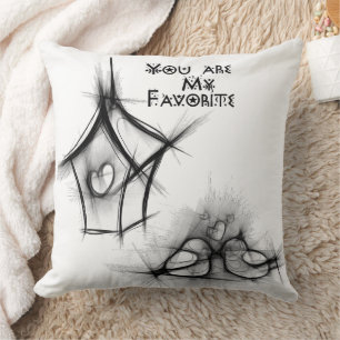 abstract design featuring flowing heart shapes throw pillow