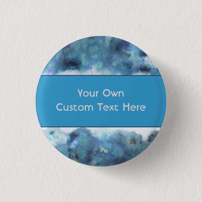 Abstract Design in Blue and Teal. 1 Inch Round Button (Front)