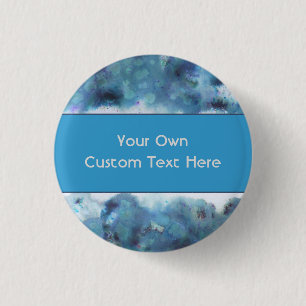 Abstract Design in Blue and Teal. 1 Inch Round Button
