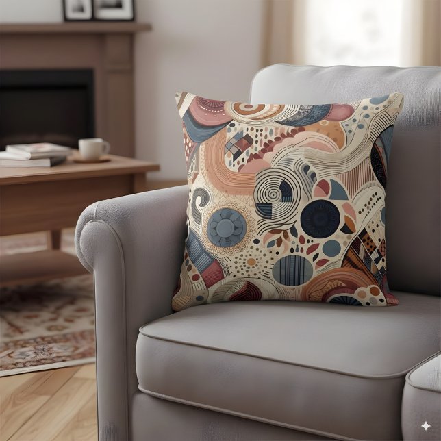 Abstract design in bohemian colours throw pillow (Creator Uploaded)